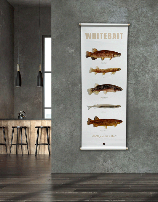 Whitebait canvas banner - NB not a stock item, lead time approx three weeks