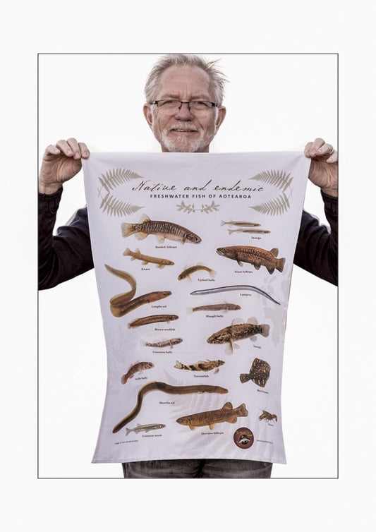 Native & Endemic Freshwater Fish of Aotearoa Tea towel