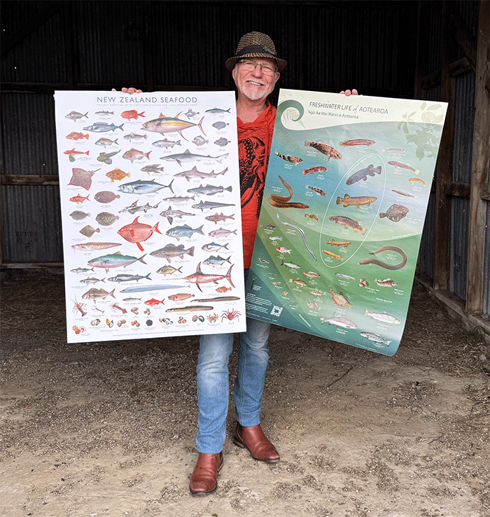 Iconic Seafood Poster + NZ Freshwater Life Poster