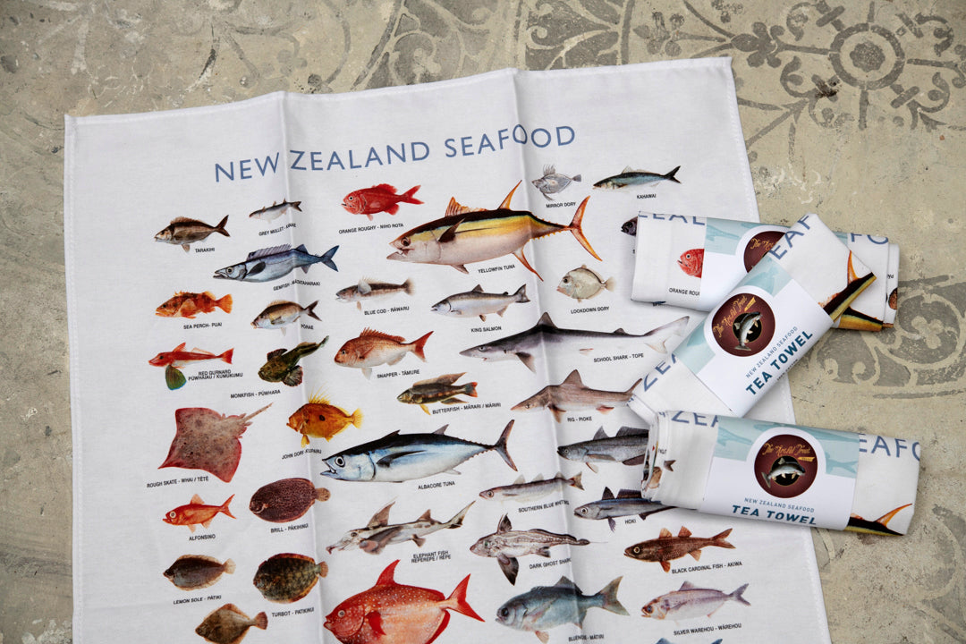 Seafood Tea-Towel ( price includes delivery in New Zealand)